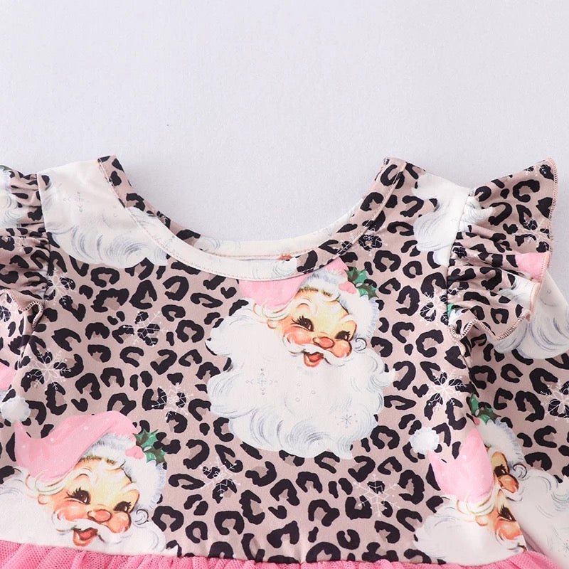 Leopard Print Santa Tulle Christmas Dress